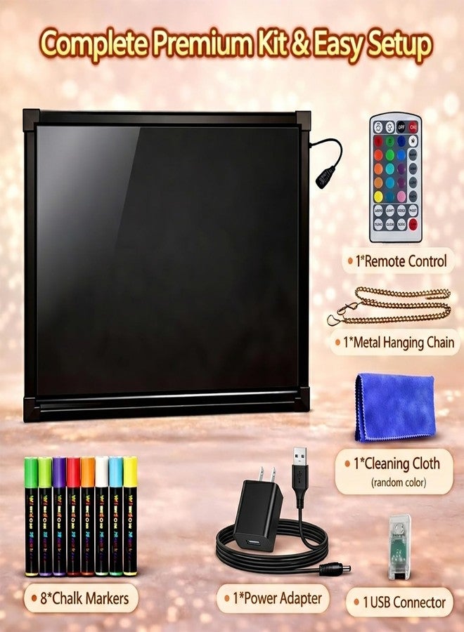 Slsy LED Writing Board 16"x12", Light Up Message Board Illuminated Neon Sign with 12 LED Colors, 26 Flashing Modes, 8 Fluorescent Markers, Erasable Sign for Restaurants Bars Cafes Weddings Classrooms - Image 3