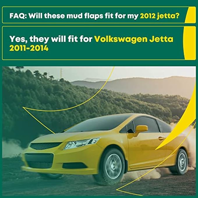 ريحني 4 قطع أغطية الطين، واقيات الرش بديلة لفولكس فاجن جيتا 2011، 2012، 2013، 2014 سيدان أمامي وخلفي - Image 4