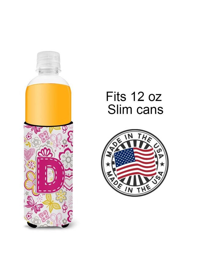 Caroline's Treasures Letter D Flowers and Butterflies Pink Ultra Beverage Insulators for slim cans - Image 4