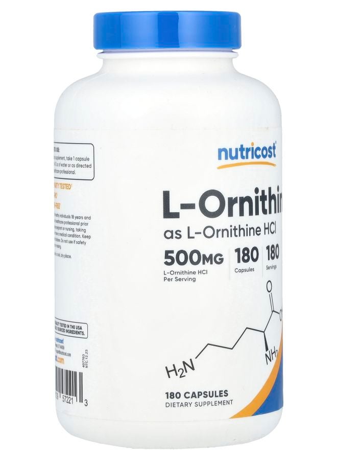 Nutricost L-Ornithine 500 mg 180 Capsules - Image 2