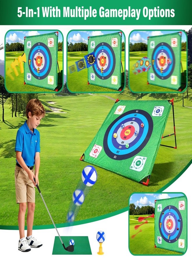 UMMNPR Total 53 pack 4-in-1 Golf Chipping Game Set with Stand,Battle Golf Game, 54X54 in Golf Target Mat with 16 Sticky Balls, 8 Bean Bags, 6 Axes, 2 Soccer Balls for Indoor Outdoor Backyard Family Fun - Image 2