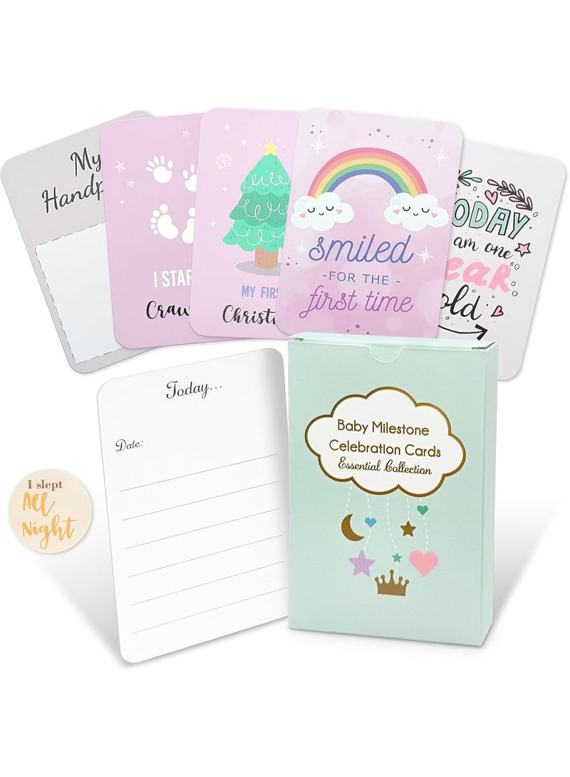 50pcs Baby Milestone Cards in English Unisex Milestone Baby Cards for New Parents, Baby Monthly Milestone Cards, Ideal Baby Shower Gifts & Keepsake, New Baby Gift for Boy or Girl New Mum Gifts - Image 1