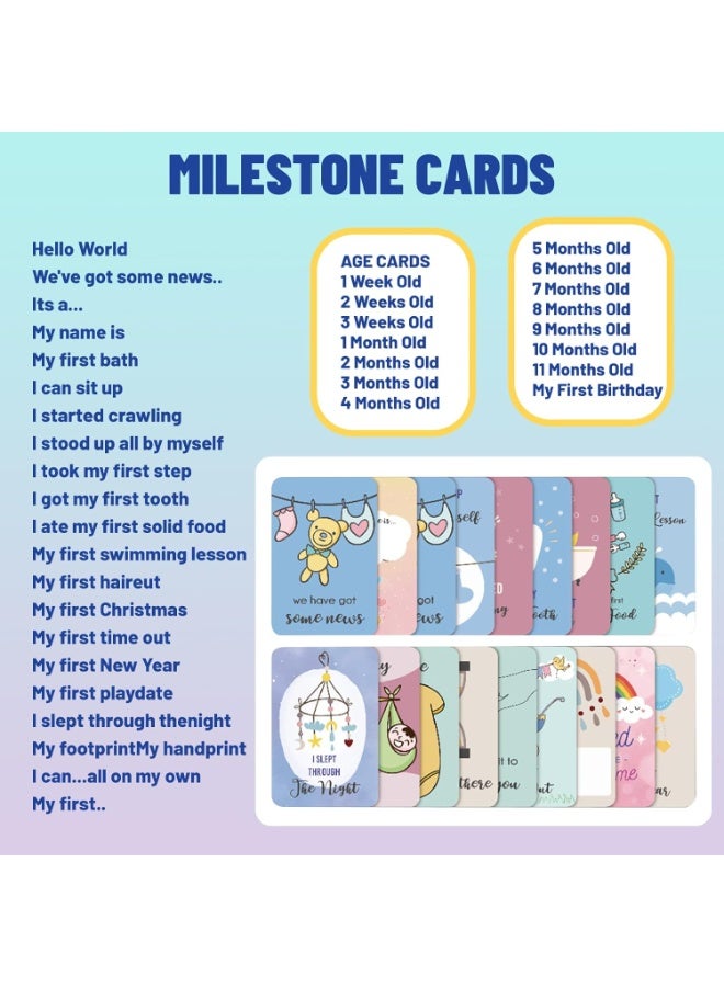 50pcs Baby Milestone Cards in English Unisex Milestone Baby Cards for New Parents, Baby Monthly Milestone Cards, Ideal Baby Shower Gifts & Keepsake, New Baby Gift for Boy or Girl New Mum Gifts - Image 2