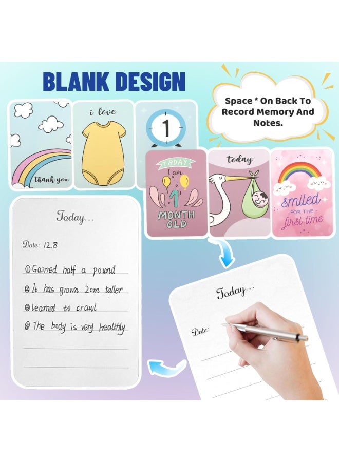 50pcs Baby Milestone Cards in English Unisex Milestone Baby Cards for New Parents, Baby Monthly Milestone Cards, Ideal Baby Shower Gifts & Keepsake, New Baby Gift for Boy or Girl New Mum Gifts - Image 3