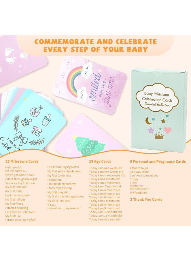 50pcs Baby Milestone Cards in English Unisex Milestone Baby Cards for New Parents, Baby Monthly Milestone Cards, Ideal Baby Shower Gifts & Keepsake, New Baby Gift for Boy or Girl New Mum Gifts - Image 5
