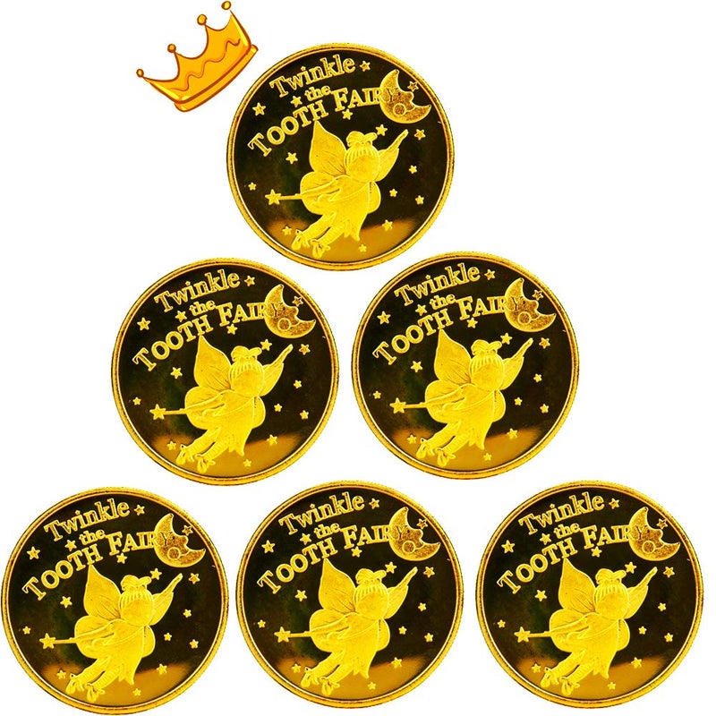 PAMBO Tooth Fairy Coins for Lost Tooth Kids with GoldPlated17Inch Set of 6