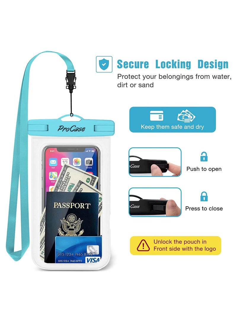 Procases 🍀 2 Pack Universal size waterproof case dry bag with blue and pink color combination, fits all smartphones up to 7.0" diagonal size (Certain big screen phones need to remove protective case); Credit - Image 5