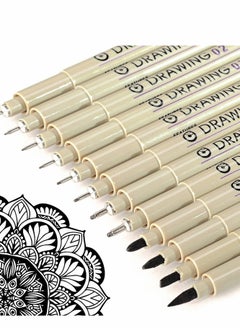 Excefore Drawing Art Pens Micro-Pen Fineliner Ink Pens Black Waterproof Quick drying Micro Fine Point Drawing Pens for Artist Illustration, Sketching, Technical Drawing, Anime, Manga, Scrapbooking 12 Nibs  - Image 1