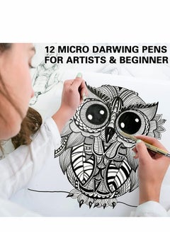 Excefore Drawing Art Pens Micro-Pen Fineliner Ink Pens Black Waterproof Quick drying Micro Fine Point Drawing Pens for Artist Illustration, Sketching, Technical Drawing, Anime, Manga, Scrapbooking 12 Nibs  - Image 4