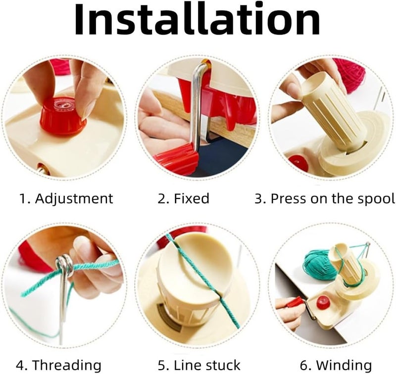 Ayasee Yarn Ball Winder, Hands Operated Swift Yarn Fiber String Ball Wool Winder Machines for Family+4Pompom Maker+10PS Knitting Stitch Markers+10PS Plastic Needles+1PS Scissors(26b) - Image 5