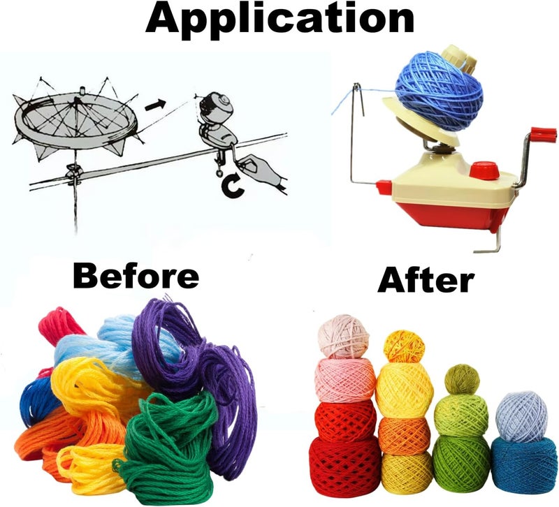 Ayasee Yarn Ball Winder, Hands Operated Swift Yarn Fiber String Ball Wool Winder Machines for Family+4Pompom Maker+10PS Knitting Stitch Markers+10PS Plastic Needles+1PS Scissors(26b) - Image 4
