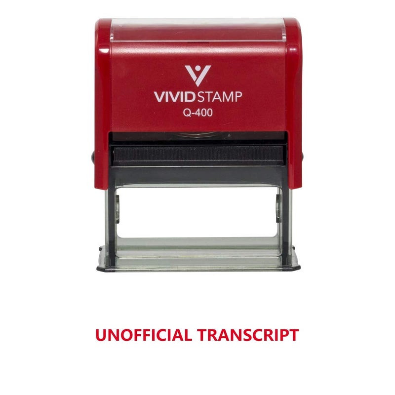 Unofficial Transcript Self Inking Rubber Stamp Red Ink  XLarge