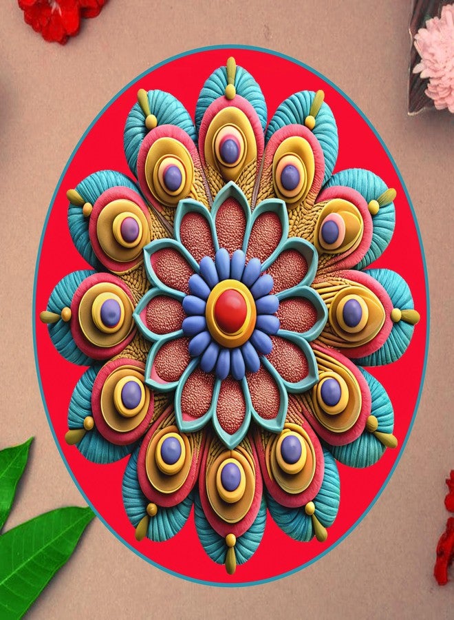Hawai Rangoli Sticker for Door Entrance | Diwali Pooja House Warming Door Decoration | Water Proof PVC Material Self Adhesive | Rangoli Stickers Combo Set, STKR20 - Image 4