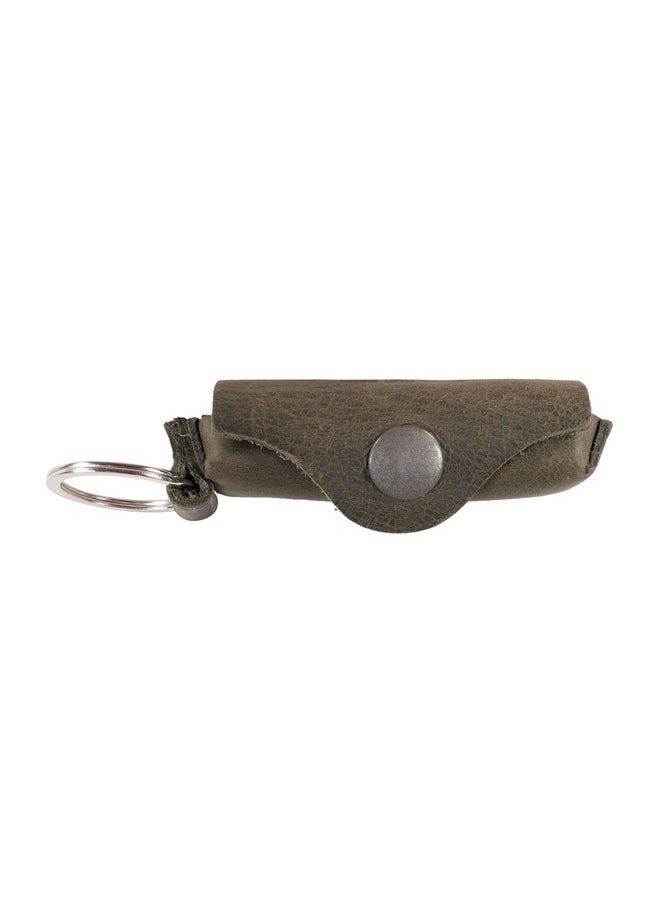 Hide & Drink Hide & Drink, Lip Balm Keychain Holder, Lip Protection, Classic Vintage, Brass Metal Clasp, Full Grain Leather, Handmade, Dark Jade  - Image 3