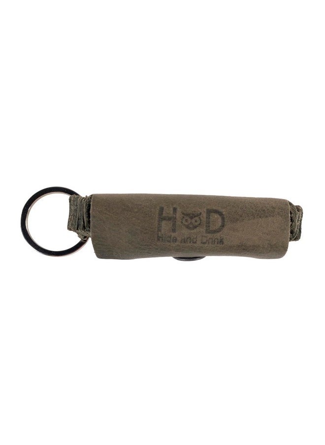 Hide & Drink Hide & Drink, Lip Balm Keychain Holder, Lip Protection, Classic Vintage, Brass Metal Clasp, Full Grain Leather, Handmade, Dark Jade  - Image 4