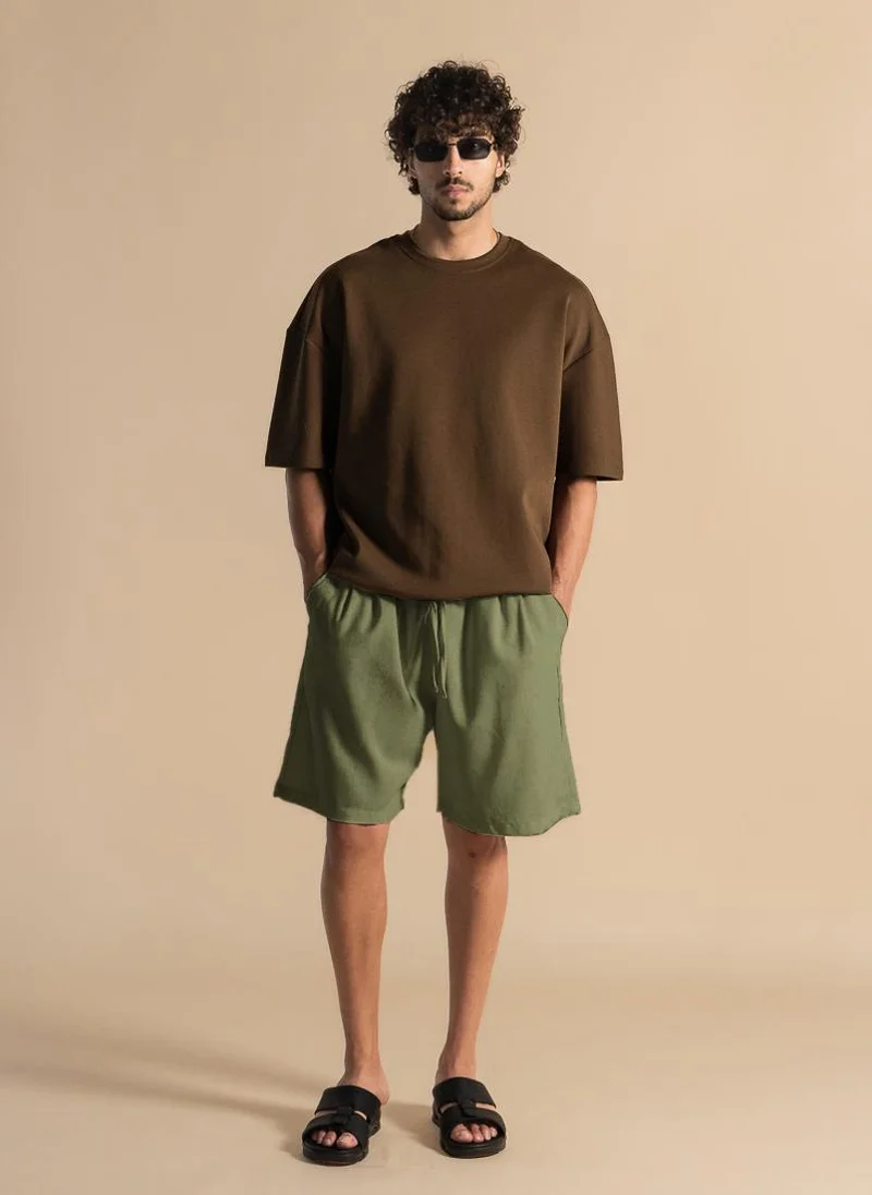 شايبس LINEN BLEND JOGGER WAIST SHORTS