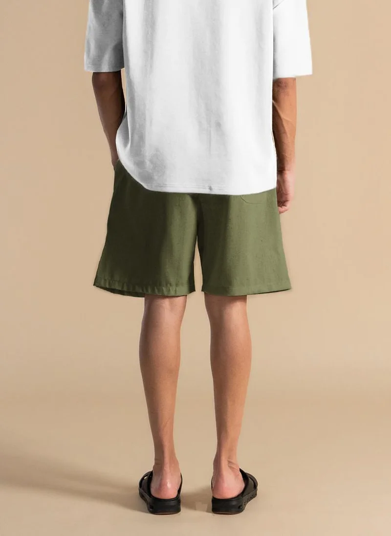 شايبس LINEN BLEND JOGGER WAIST SHORTS