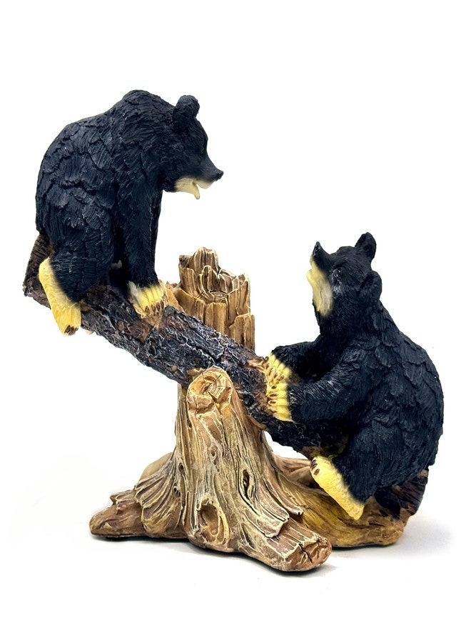 SHTWX 2 Black Bears on Seesaw Statue Figurine Sculpture Resin Collectible Gifts for Bear Lover Office Home Decor Desk Accessories Decoration Garden Figurines Outdoor Decor - Image 2