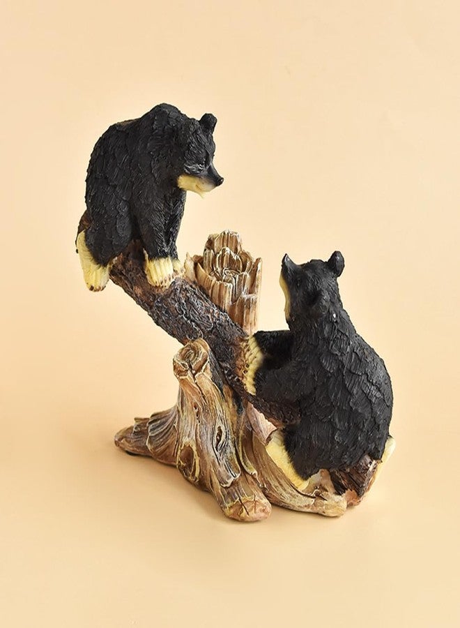 SHTWX 2 Black Bears on Seesaw Statue Figurine Sculpture Resin Collectible Gifts for Bear Lover Office Home Decor Desk Accessories Decoration Garden Figurines Outdoor Decor - Image 4