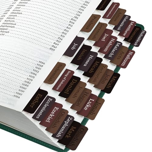 Reaeon Bible Tabs, Laminated Bible Tabs for Women & Men, 75 Tabs, Bible Tabs for Study Bible, Large Print Easy to Read and Apply Tabs for All Ages (Brown) - Image 1