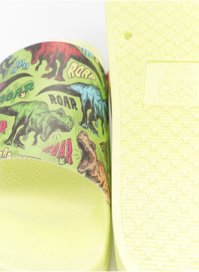 CUBS Dinosaur Print Everyday Wear eco-friendly PVC Slides for Kids, Lightweight, Easy to Wash and Anti-Slip Soles  - Image 2