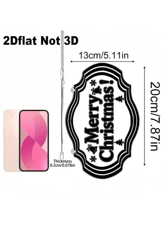 Large 7.8x5.1 Inch Black Merry Christmas Acrylic Wall Plaque with Bell Snowflake Border - Image 4