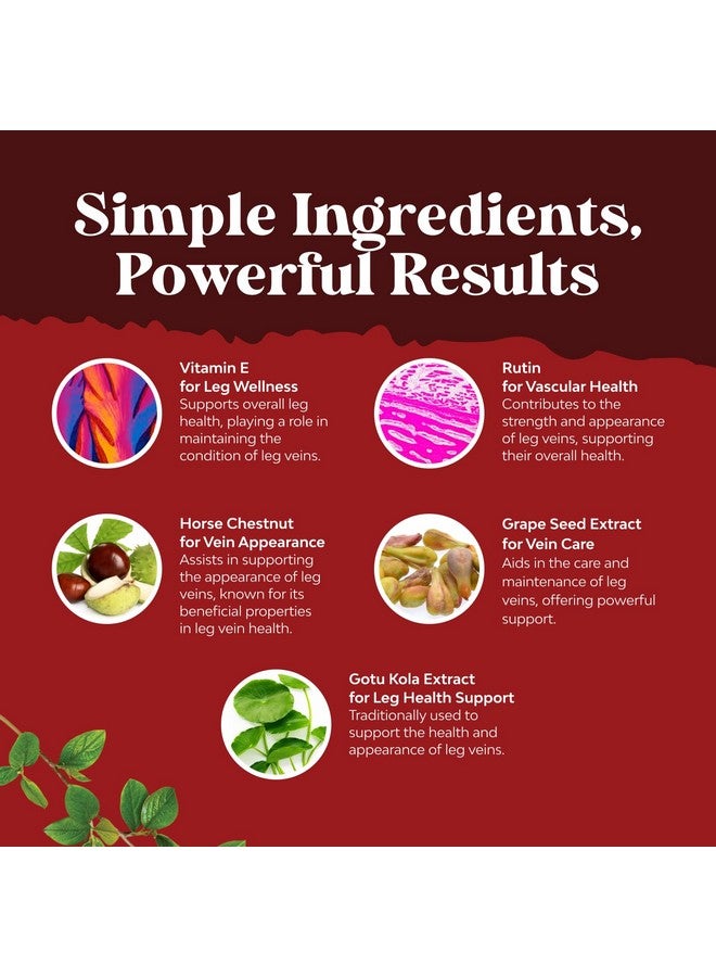 Natures Craft مكملات دعم الأوردة للساقين والأوردة - مكمل كامل للجسم للدورة الدموية للأوردة العنكبوتية والأوردة المتوسعة وتحسين التدفق مع مستخلص كستناء الحصان والفلافونويدات - كبسولات صغيرة نباتية غير معدلة وراثيًا (1 شهر) - Image 5