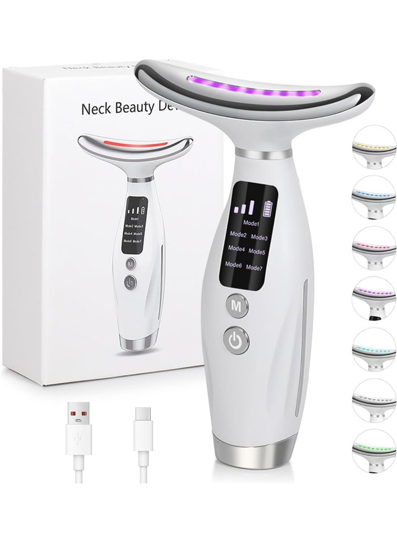 ZEESQUARE 7-in-1 LED Facial Massager for Face & Neck – Rechargeable Anti-Aging Beauty Device, Skin Tightening & Lifting Tool, Vibration Therapy for Jawline, Chin, Neck and Facial Care - Image 1