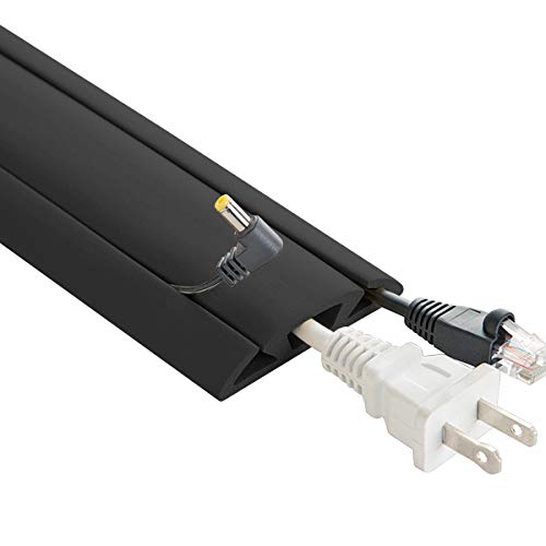 UT Wire 3-Channel Cord Protector & Concealer for Floor - 30FT - Black - Image 1