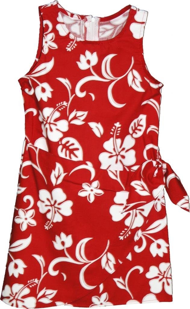 RJC Brand Hibiscus Pareo Girl's Hawaiian Sarong Dress Red 5 - Image 5