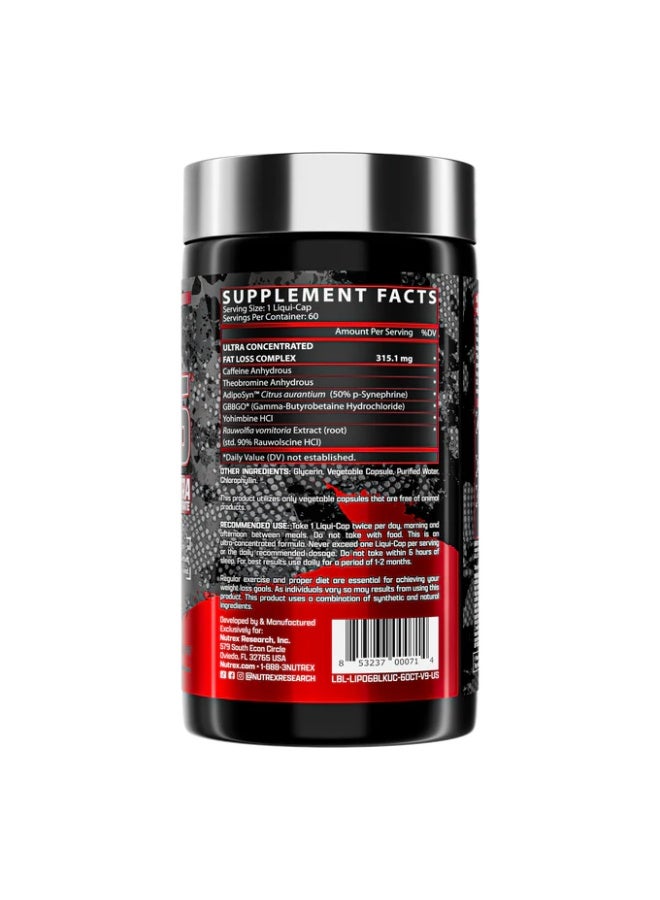 نورتكس ريسيرش Lipo-6 Black UC - 60 Liqui-Caps - 60 serving - Image 3