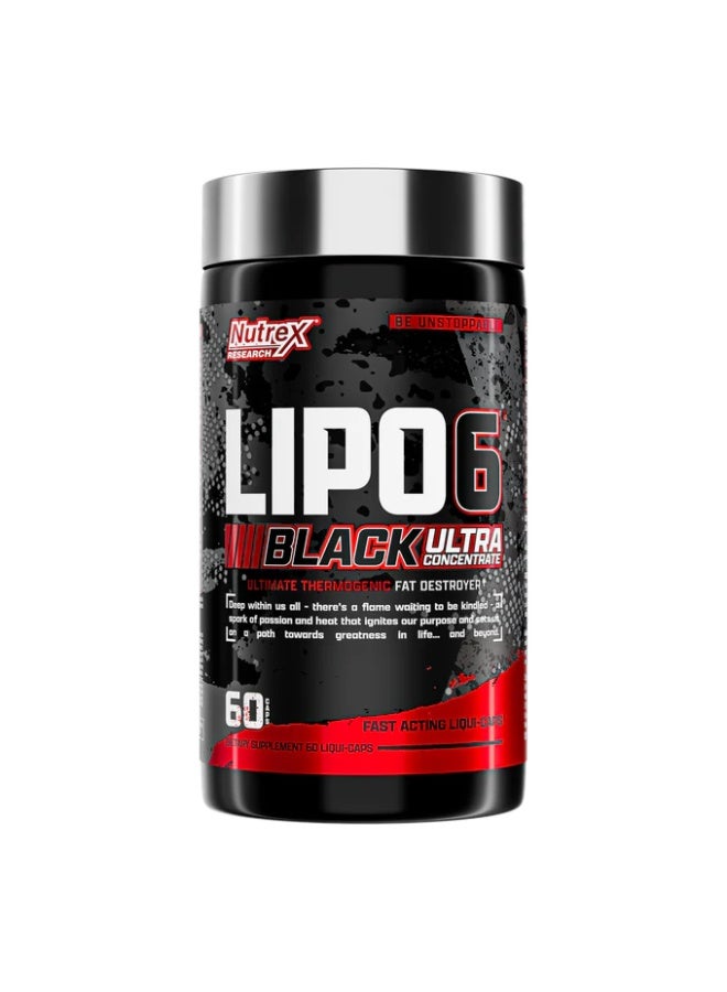نورتكس ريسيرش Lipo-6 Black UC - 60 Liqui-Caps - 60 serving - Image 1