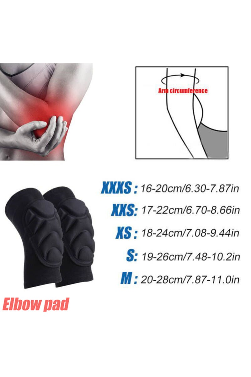 مقاس XXS (من 4 إلى 7 سنوات): زوج واحد من واقيات الكوع، زوج واحد من واقيات الركبة السميكة المصنوعة من الإسفنج، أكمام واقية للكوع.
