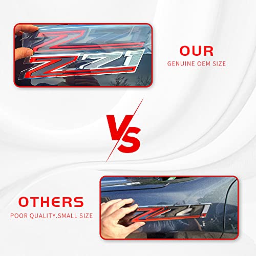 KITMOUS 2pcs New Z71 Emblems Replacement for 2019-2021 Silverado 1500 2500 3500 Decal Badge 84632695 Nameplate OEM (Black Red) - Image 2