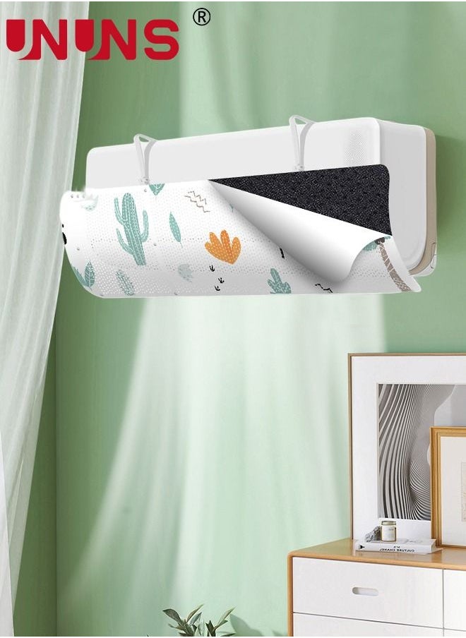UNUNS Adjustable Air Conditioner Deflector,Outlet Air Wing Air Cooled Baffle With With Filter Pads,Plant Print Confinement Air Deflector,84x23cm  - Image 1