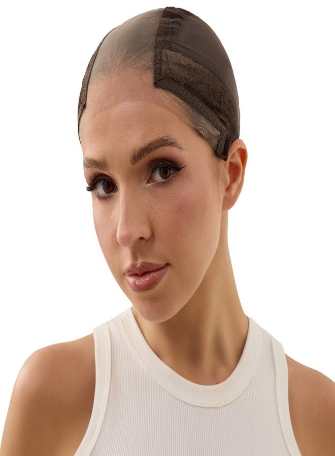 Xiushumyi Lace Wig Cap for Women,Non-Slip Grip Cap Make Your Wigs Glue Free,Wig Caps with Built-in Adjustable Velvet Band for Keeping Wigs in Place(Brown,M) - Image 1