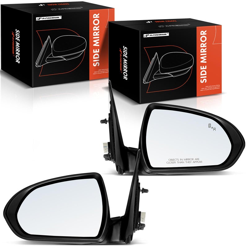 APremium Pair 2 Driver and Passenger Side Power Door Mirror Compatible with Hyundai Elantra 2017 2018 2019 2020 Heated Manual Folding Black Outside Rear View Mirror wBlind Spot Detection
