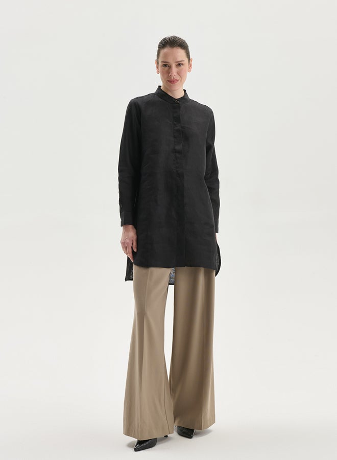 LC WAIKIKI Grandad Collar Linen Women's Shirt Tunic  - Image 2