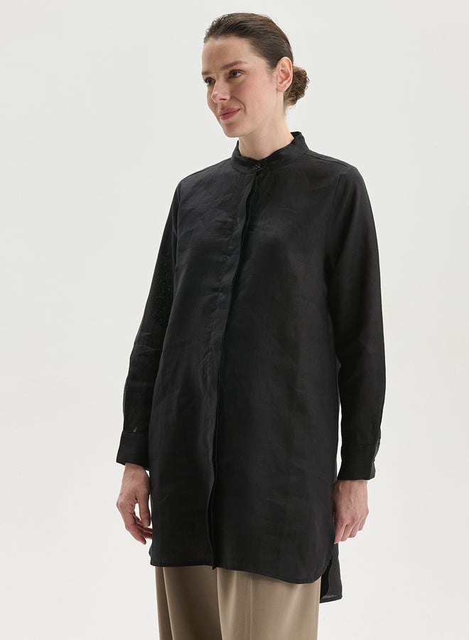 LC WAIKIKI Grandad Collar Linen Women's Shirt Tunic  - Image 1