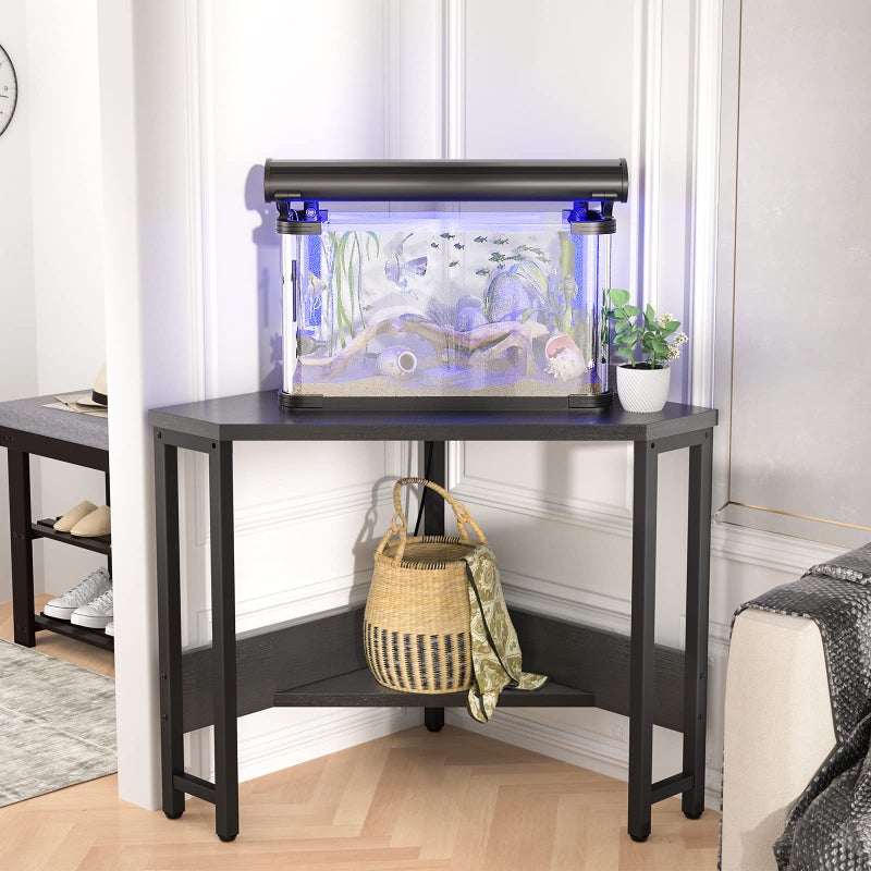Armocity Corner Desk Small Desk with Outlets Corner Table for Small Space, Computer Desk with USB Ports Triangle Desk with Storage for Home Office, Workstation, Living Room, Bedroom, Black - Image 5