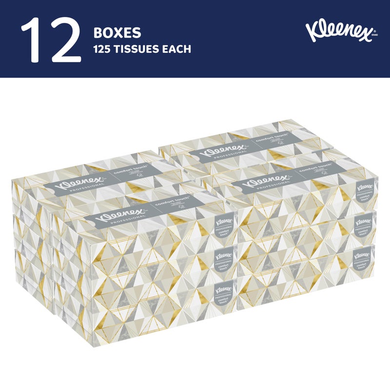 KleenexÂ® Professional Facial Tissue, Bulk (03076), 2-Ply, White, Flat Facial Tissue Boxes for Business, Convenience Case (125 Tissues/Box, 12 Boxes/Case, 1,500 Tissues/Case) - Image 2