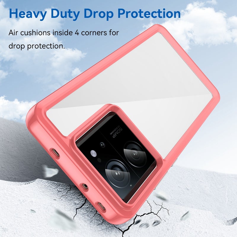 HuHa Case Cover For Xiaomi 13T Colorful Series Acrylic Hybrid TPU Phone Case(Red) - Image 3