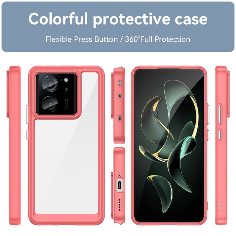 HuHa Case Cover For Xiaomi 13T Colorful Series Acrylic Hybrid TPU Phone Case(Red) - Image 2