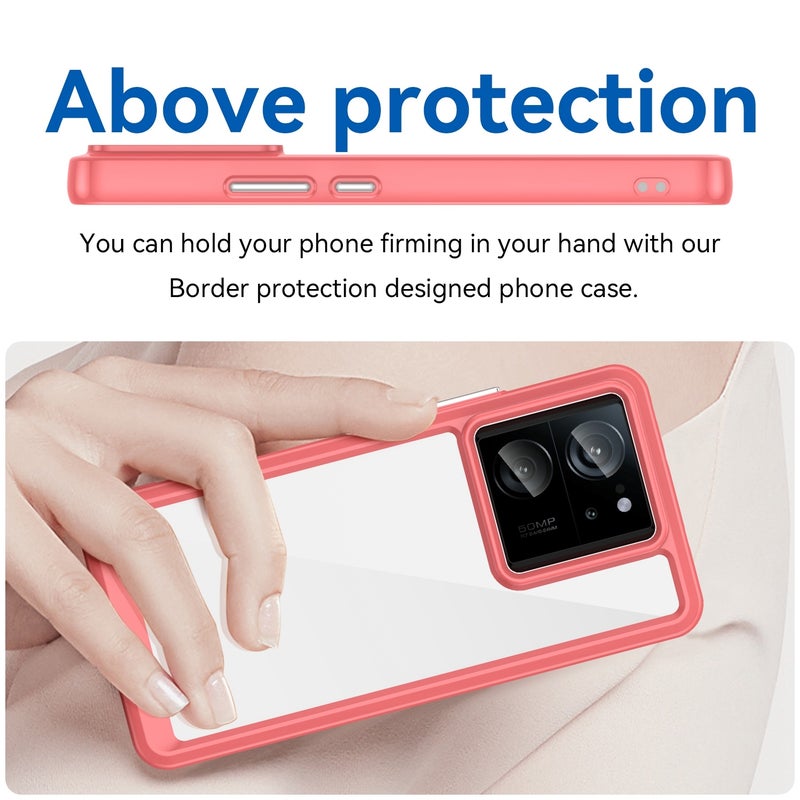 HuHa Case Cover For Xiaomi 13T Colorful Series Acrylic Hybrid TPU Phone Case(Red) - Image 4