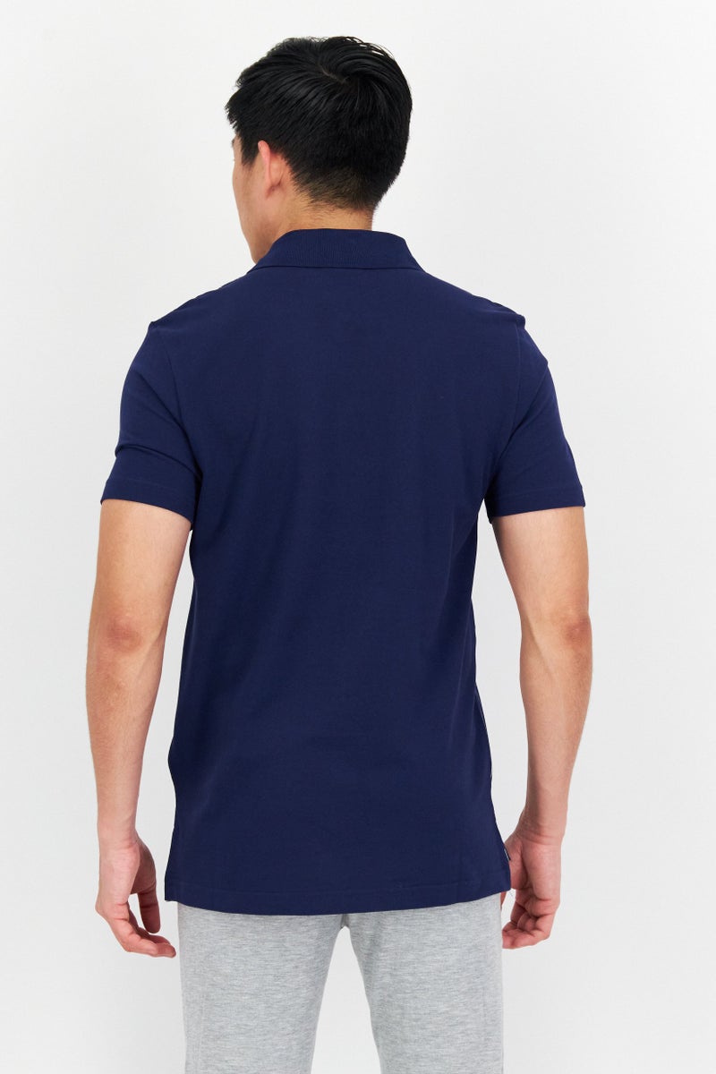 FILA تي شيرت بولو قصير الأكمام للرجال، رياضي، لون أزرق داكن - Image 4