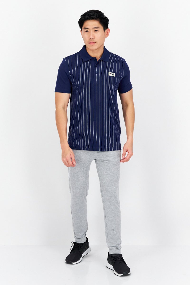 FILA تي شيرت بولو قصير الأكمام للرجال، رياضي، لون أزرق داكن - Image 2