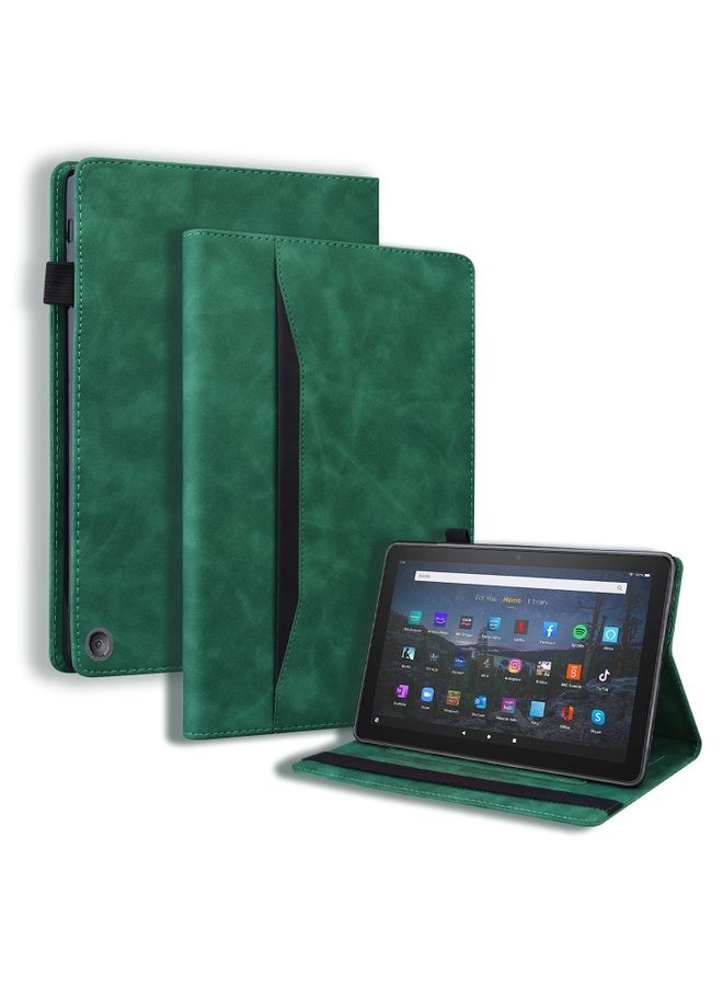 HuHa Case Cover For Amazon Fire HD 8 2020 10th Gen Business Shockproof Horizontal Flip Leather Case with Holder & Card Slots & Photo Frame & Pen Slot & Sleep / Wake-up Function Green 