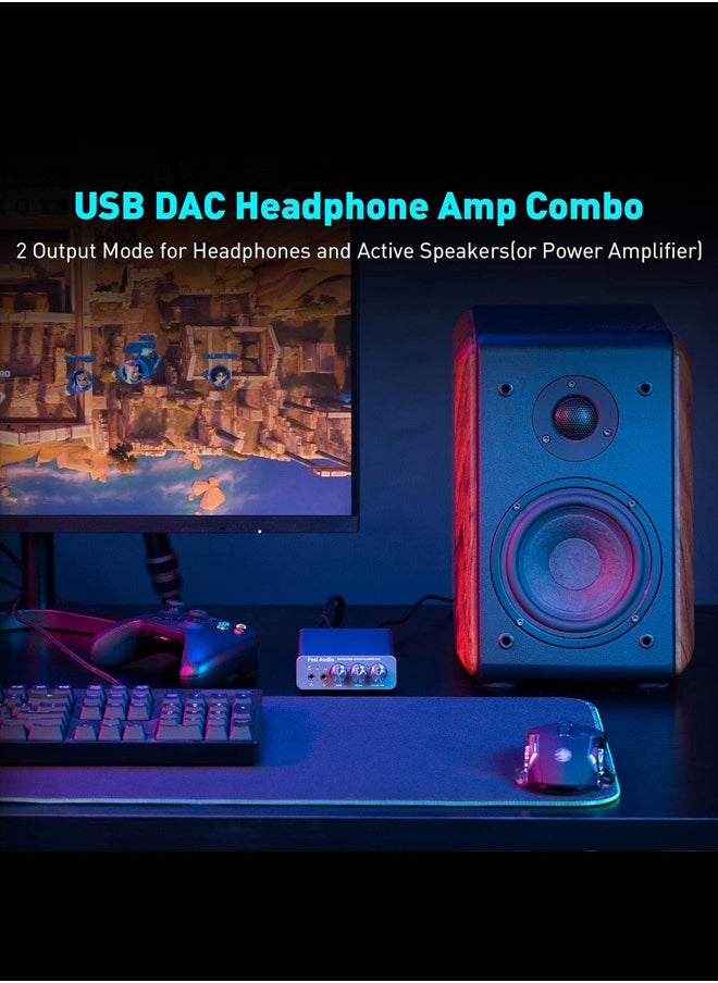 Fosi Audio K5 Pro Gaming DAC Headphone Amplifier Mini Hi-Fi Stereo Digital-to-Analog Audio Converter USB Type C/Optical/Coaxial to RCA/3.5MM AUX for PS5/PC/MAC/Computer