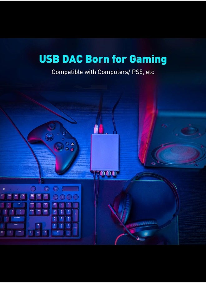 Fosi Audio K5 Pro Gaming DAC Headphone Amplifier Mini Hi-Fi Stereo Digital-to-Analog Audio Converter USB Type C/Optical/Coaxial to RCA/3.5MM AUX for PS5/PC/MAC/Computer