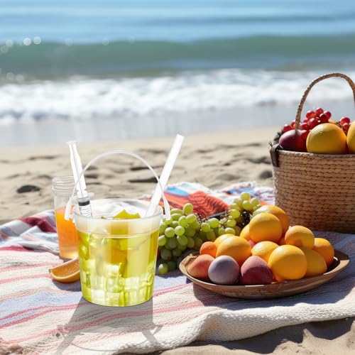 Willinglong 20 Set 32oz Clear Plastic Rum Buckets for Drink with Straws Christmas Plastic Buckets Bulk for Parties Rum Wine Beer Cocktail Beverage Party Christmas Holiday Party (Frosted) - Image 5
